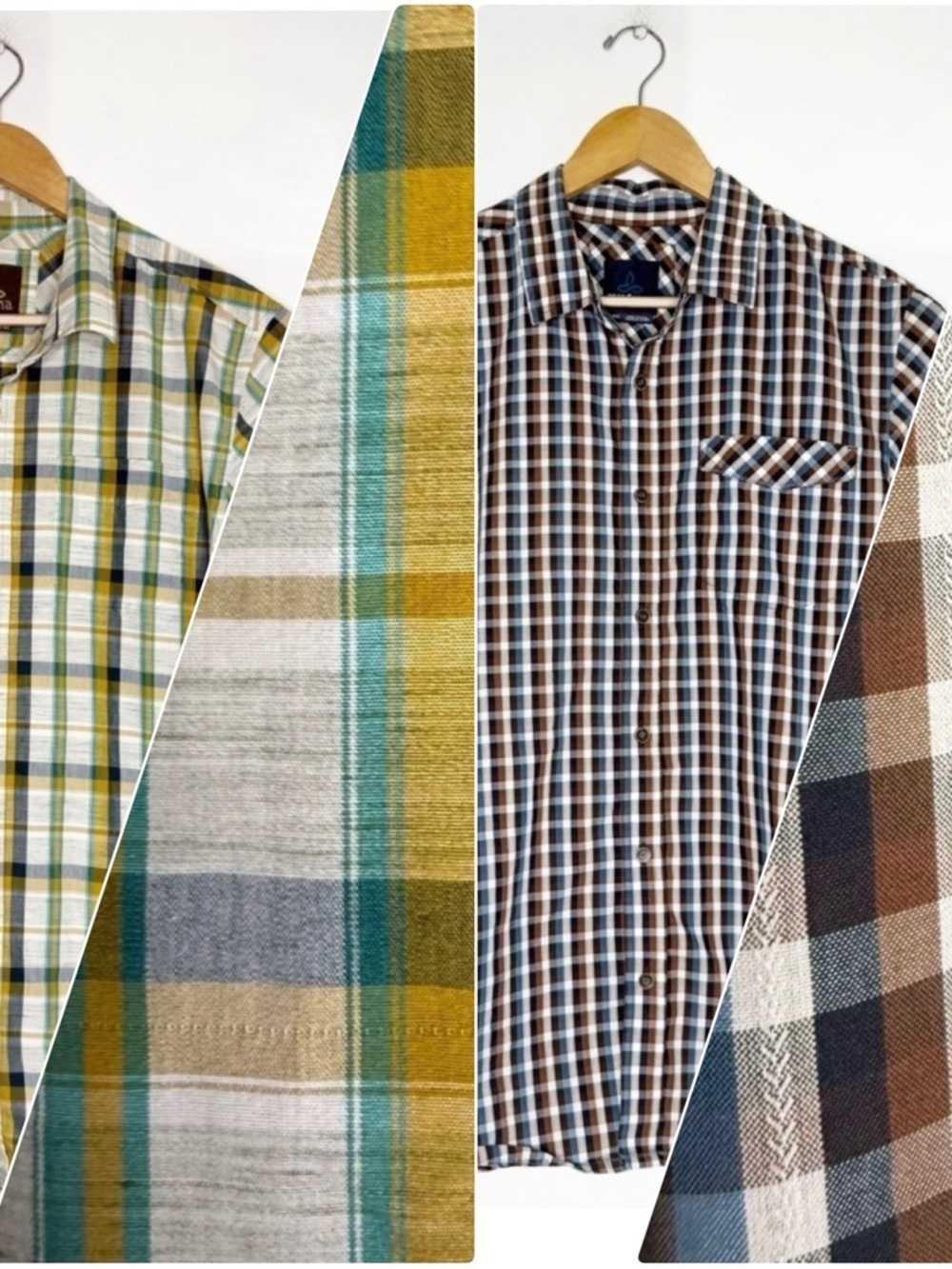 Prana Men's Plaid Shirt Collection Short Sleeve Size Large